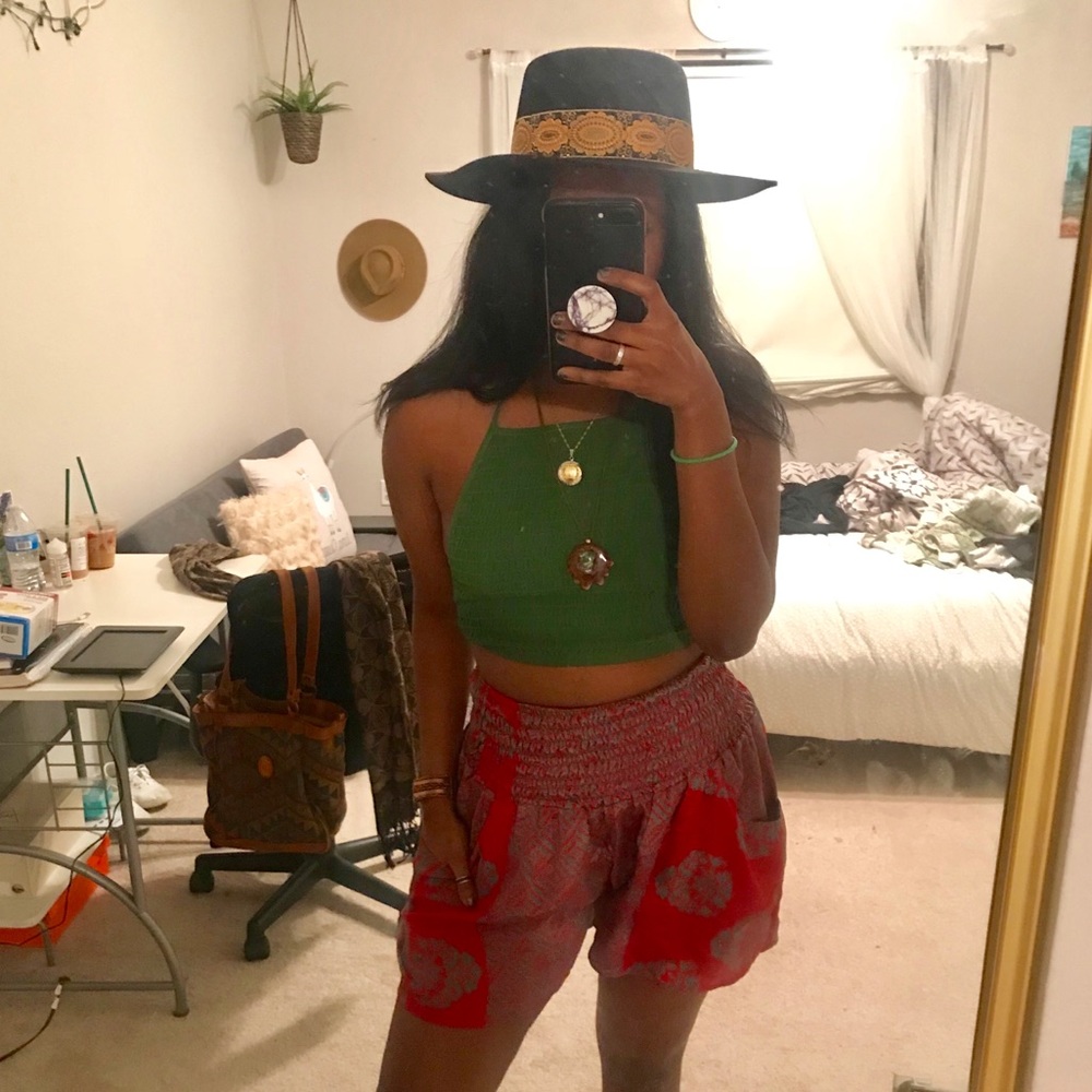 Earthbound high waisted silk shorts (S)